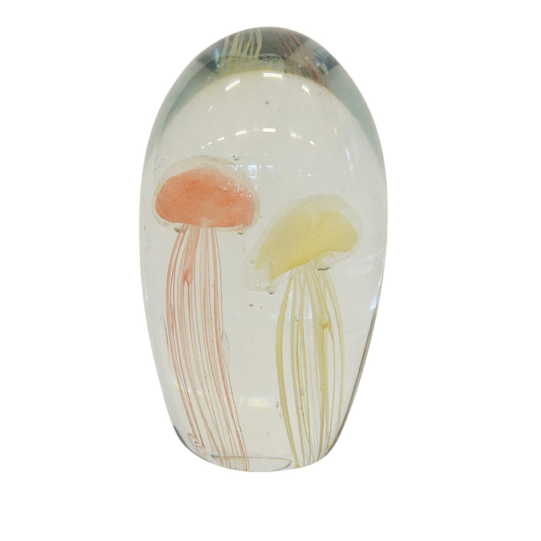 Glass Paperweight Jellyfish - 16cm Peach White
Elevate your space with the breathtaking Glass Paperweight Jellyfish from Unique Interiors, a masterpiece of oceanic charm.
Design Features:
Size: 16cm (Height)
Expertly crafted from high-quality glass
Stunning peach and white color scheme
Intricate jellyfish design with delicate tendrils and mesmerizing body
Interior Style:
Complements modern, coastal, bohemian, and eclectic interior styles
Adds elegance and sophistication to desks, bookshelves, and coffee tab