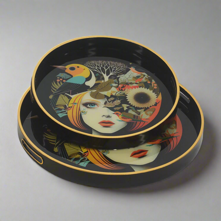 GLASS TRAY ROUND ESCAPE SET OF 2