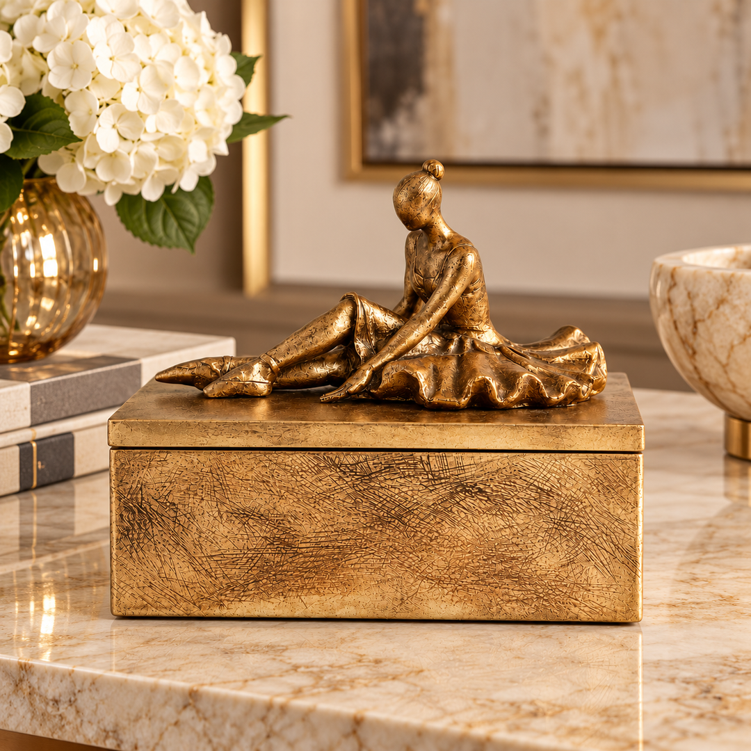 Gold Box with Ballerina on Lid