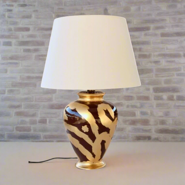 Gold & Brown Swirl  Lamp Base With Shade 70X46cm