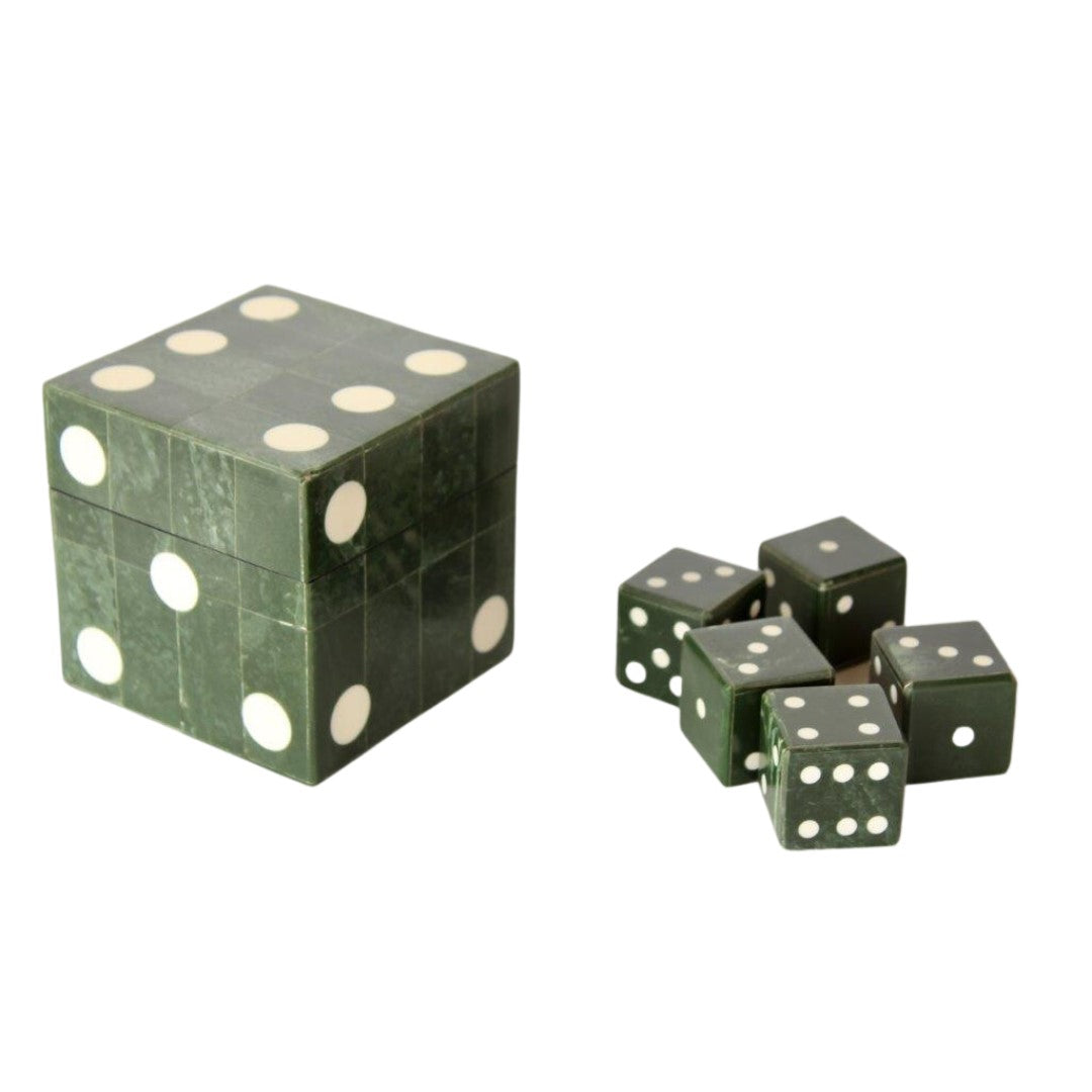Green Box with 5 Dice Game
The Green Box with 5 Dice is a compact, fun, and versatile gift suitable for anyone who enjoys board games, puzzles, or simply rolling dice for entertainment. The box itself is green and measures 9 x 9.5 x 9.5 cm, making it easy to store in a drawer or on a shelf. www.uniqueboys.co.za