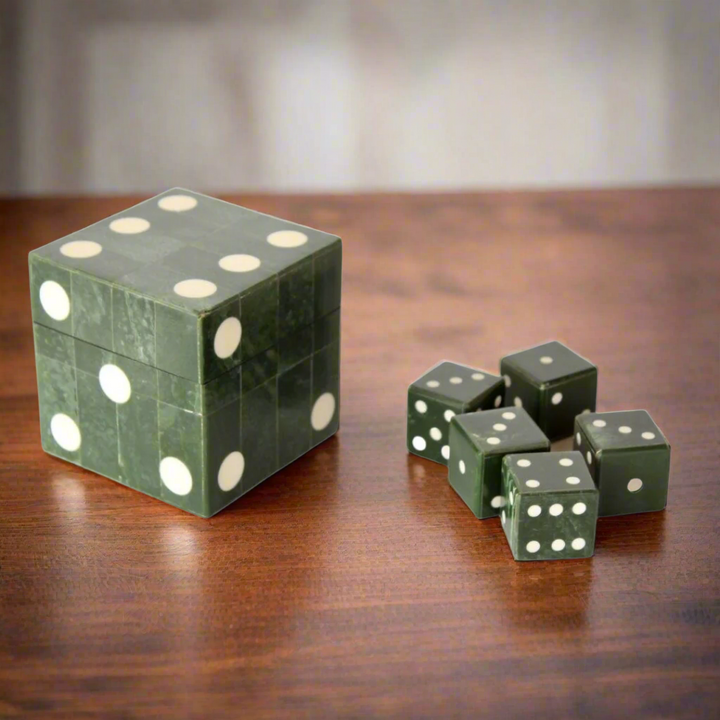 Green Box with 5 Dice Game
The Green Box with 5 Dice is a compact, fun, and versatile gift suitable for anyone who enjoys board games, puzzles, or simply rolling dice for entertainment. The box itself is green and measures 9 x 9.5 x 9.5 cm, making it easy to store in a drawer or on a shelf.www.uniqueboys.co.za.