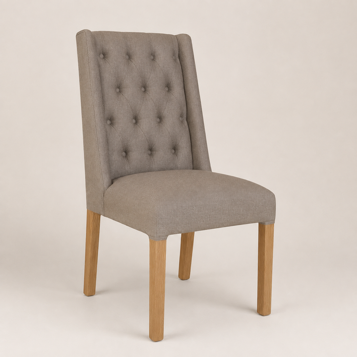 Windsor Deep Button Oak Upholstered Chair