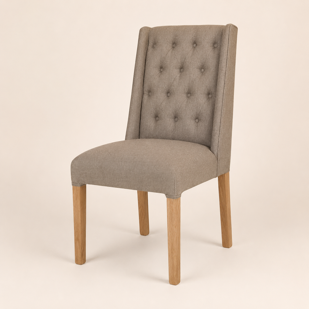 Windsor deep-button solid Oak upholstered chair by Unique Boys