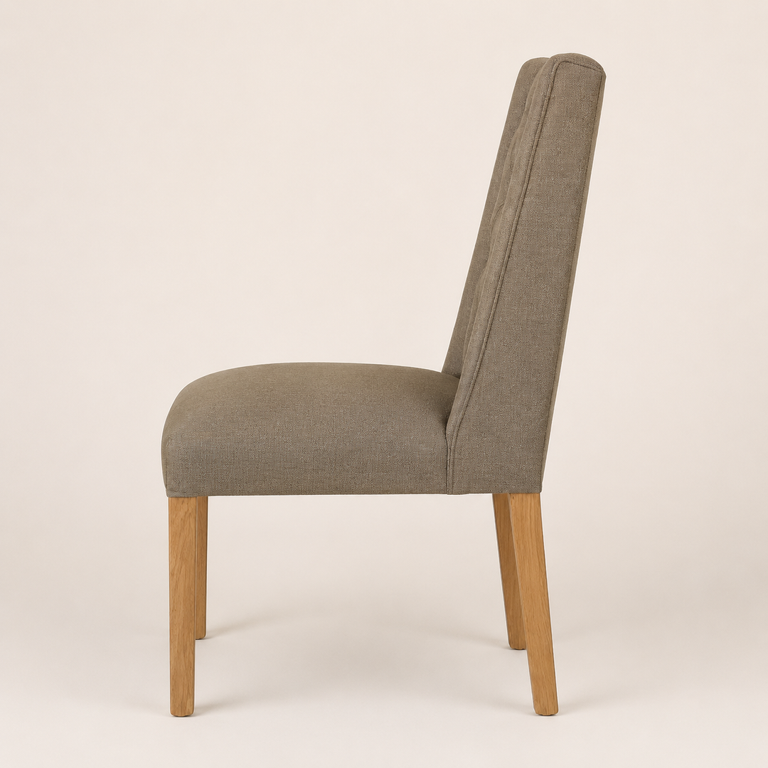 Windsor Deep Button Oak Upholstered Chair