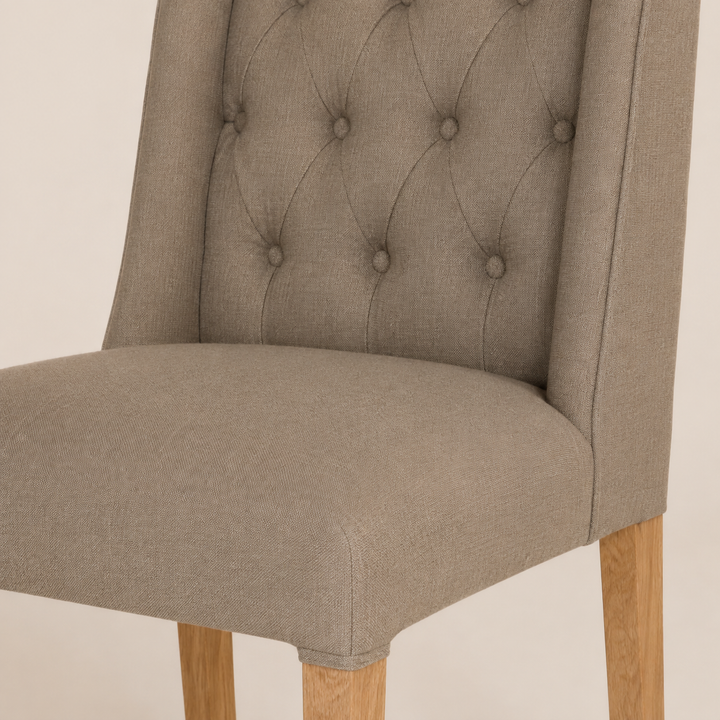 Windsor Deep Button Oak Upholstered Chair