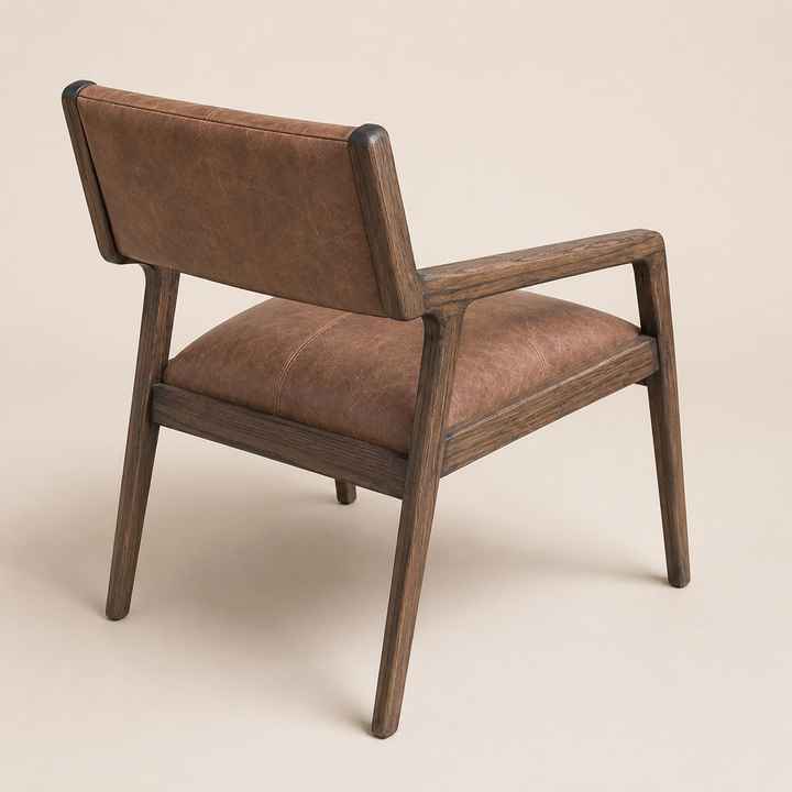 Red Oak Texan chair with leather and fabric
