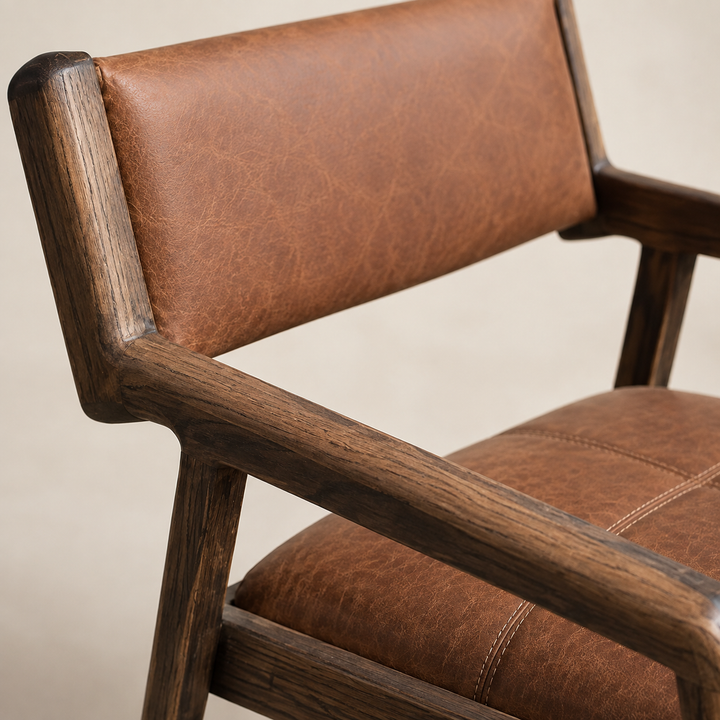 Red Oak Texan chair with leather and fabric