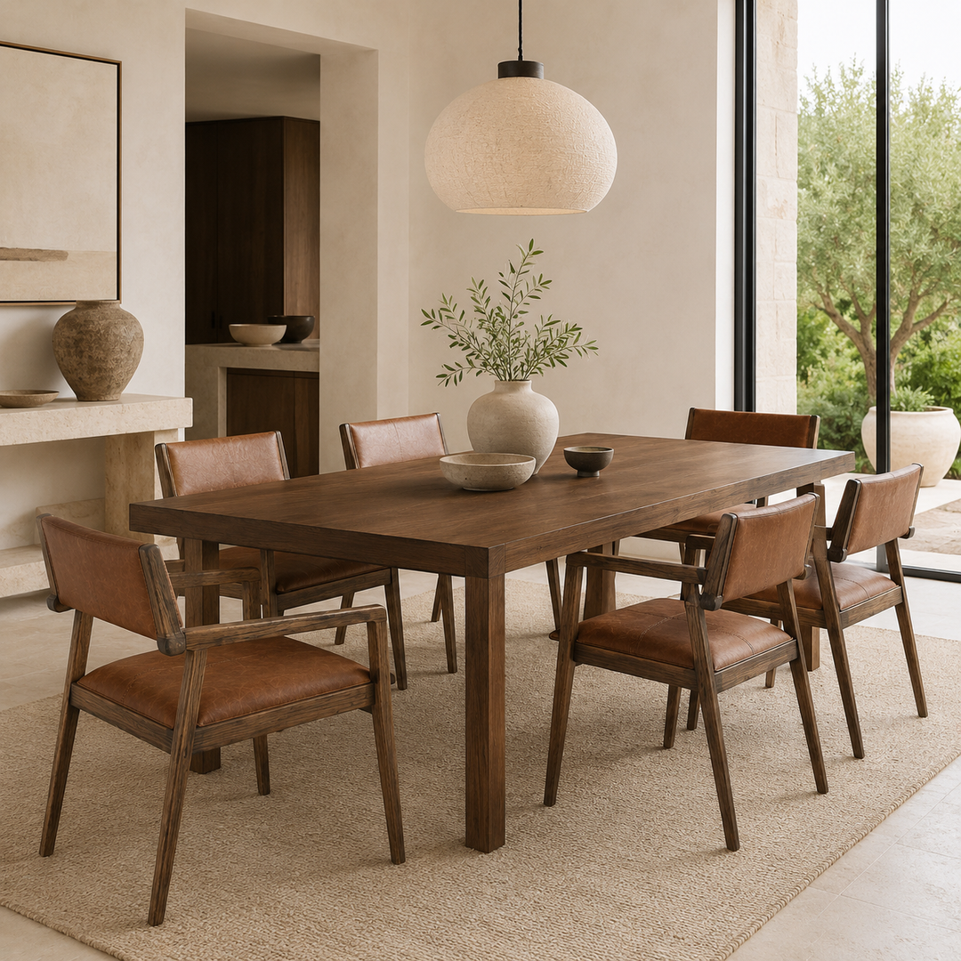 Red Oak Texan chair with leather and fabric