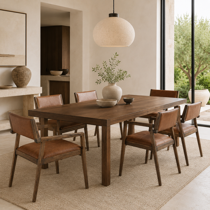 Red Oak Texan chair with leather and fabric