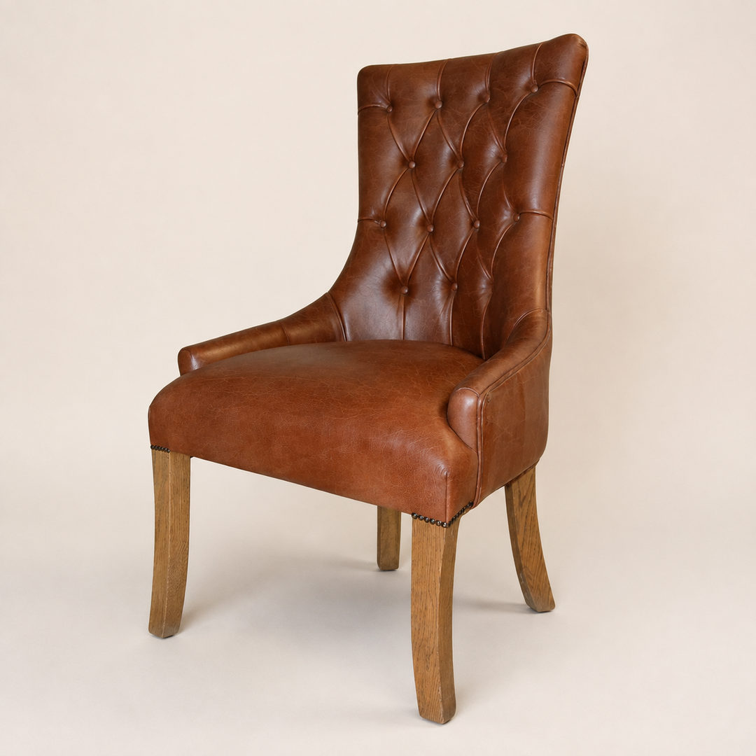 Oxford solid Oak executive chair upholstered in full-grain leather