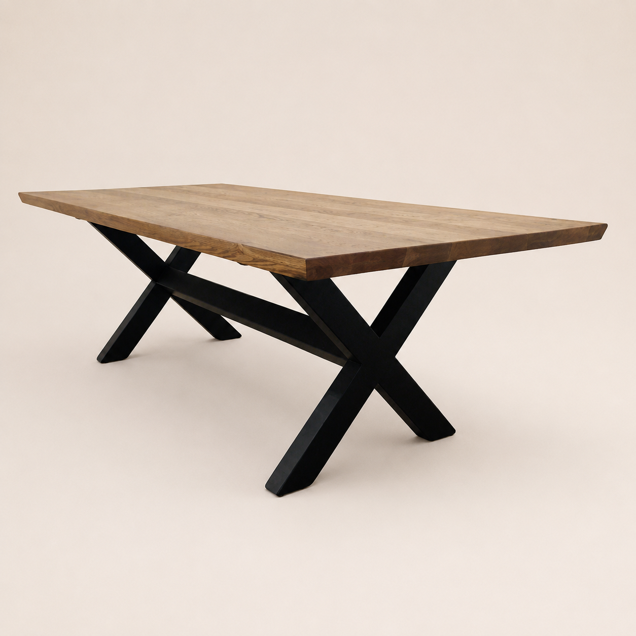 Florida solid Oak dining table with black wooden legs