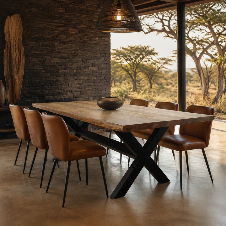 Florida Oak Dining Table with Black Wooden Legs