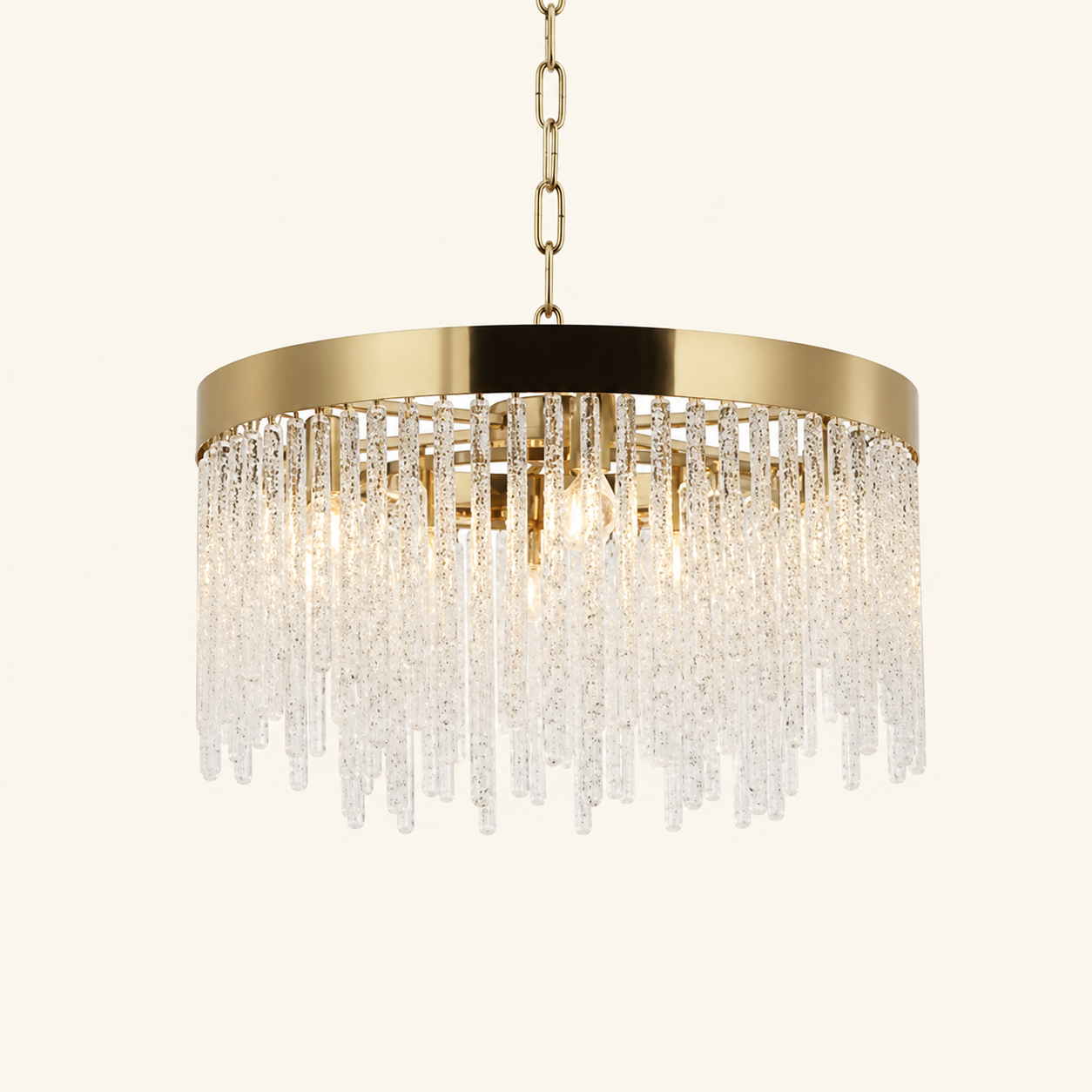 Add luxurious sparkle with the Kensington Chandelier 600mm, featuring cascading crystals and a refined gold finish.