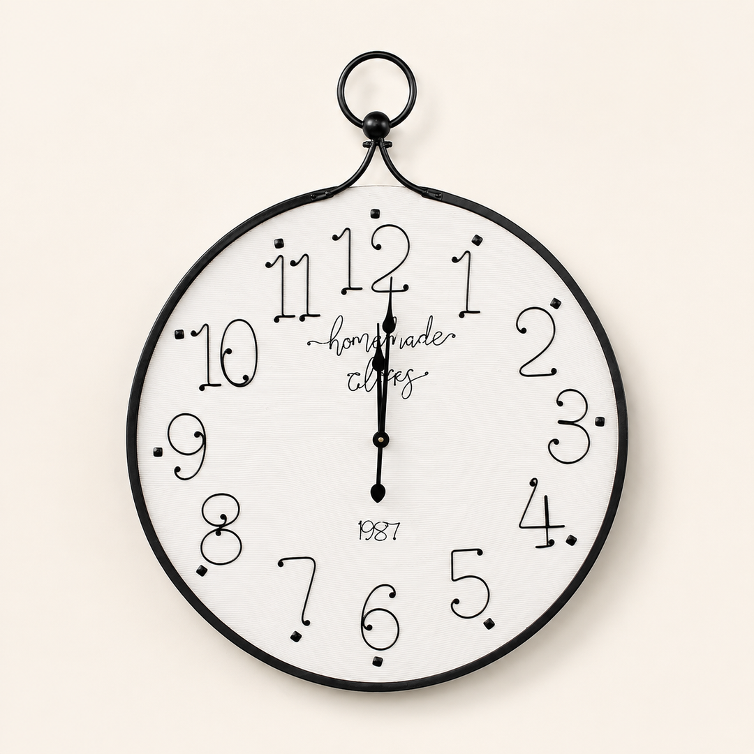 Large Black &amp; White Iron Clock 100x80cm, a striking statement wall clock for stylish modern interiors