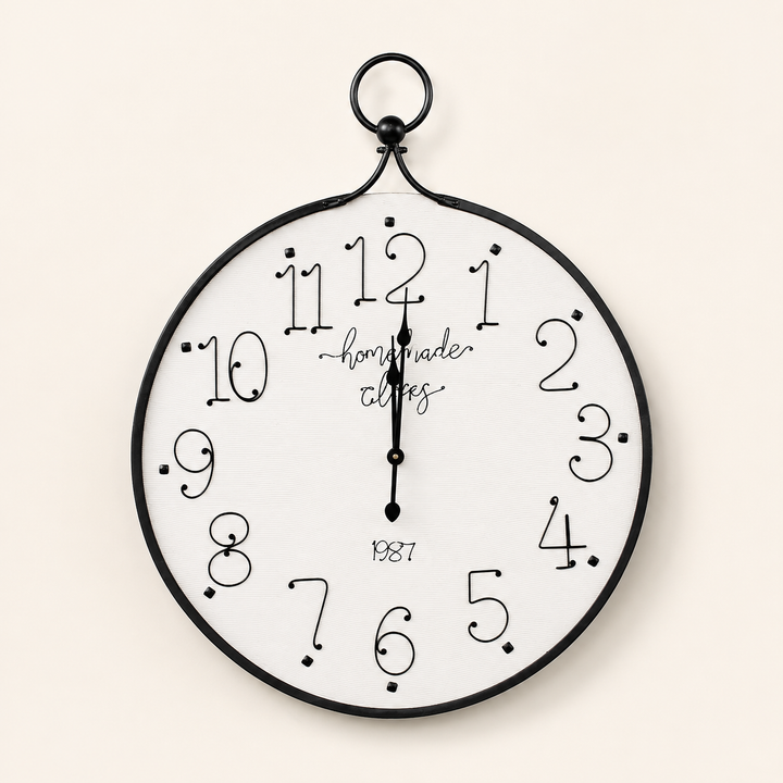 Large Black &amp; White Iron Clock 100x80cm, a striking statement wall clock for stylish modern interiors