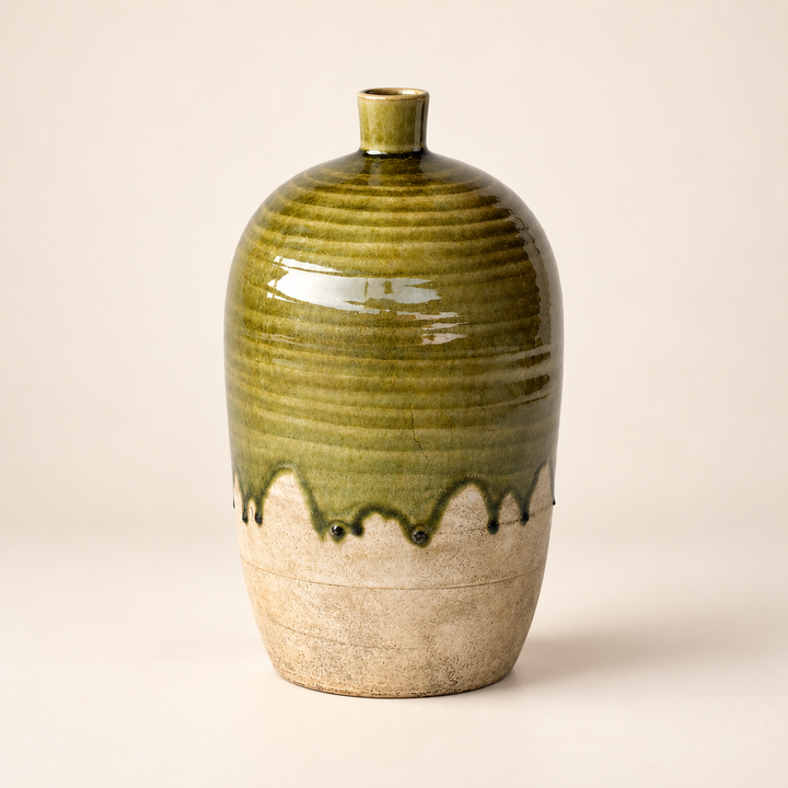 Large Green &amp; Natural Jar