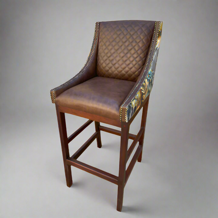 Lincon Modern Upholstered Stool Leather and Fabric