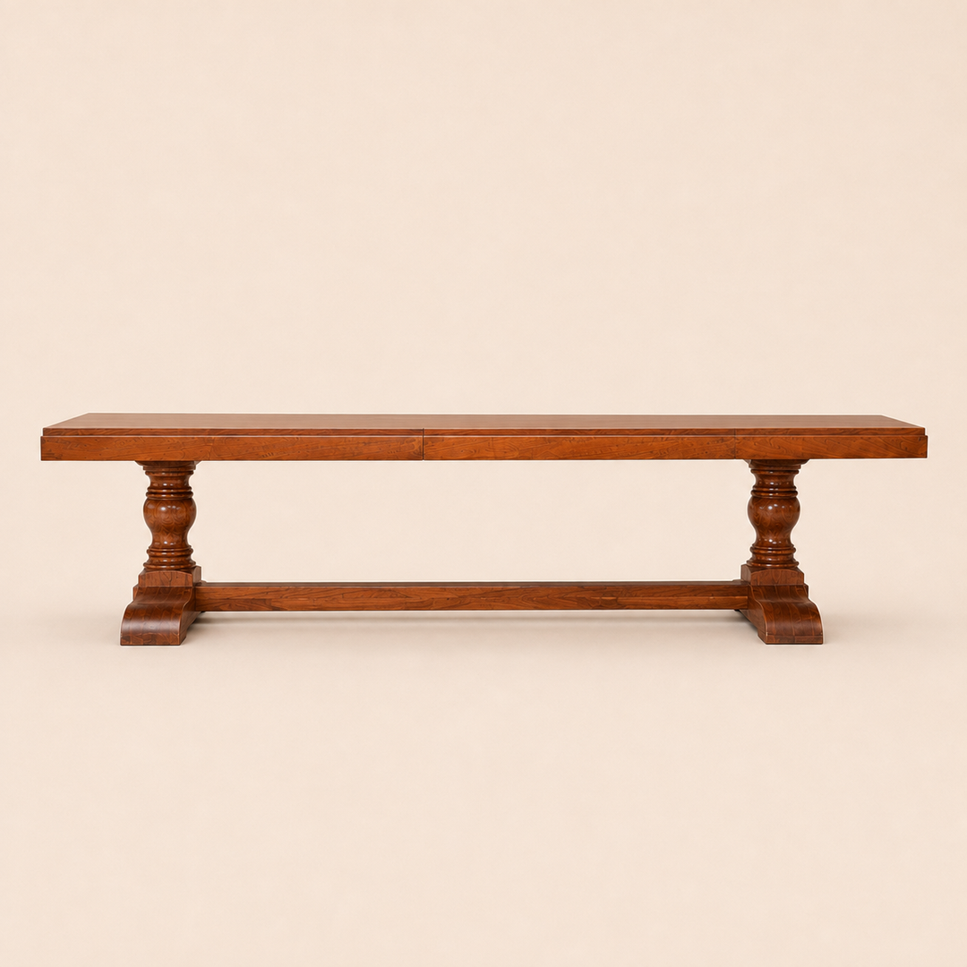 Luxury bespoke Teak Centre Turned Leg Dining Table handcrafted in South Africa by Unique Boys