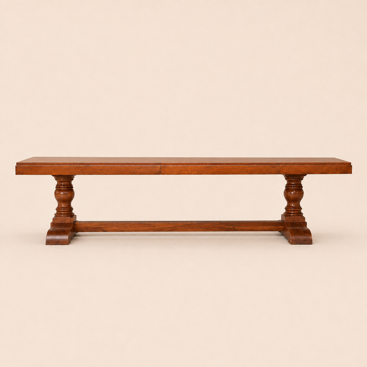 Luxury bespoke Teak Centre Turned Leg Dining Table handcrafted in South Africa by Unique Boys
