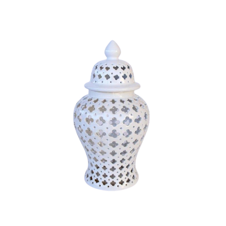 Medium White Cut-Out Ginger Jar