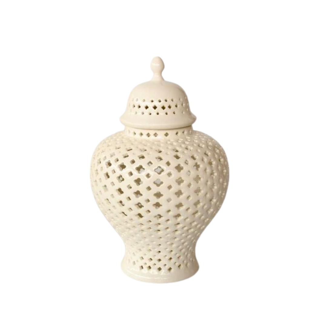 Elegant Decor: Medium White Cut-Out Ginger Jar
Add a touch of sophistication to your home decor with the Medium White Cut-Out Ginger Jar, a beautifully handcrafted piece that combines elegance and style. Measuring 38x22cm, this stunning jar features an intricate cut-out design that adds visual interest, texture, and dimension to any room. Its timeless white finish makes it a perfect fit for various decor styles, from modern to traditional. www.uniqueboys.co.za