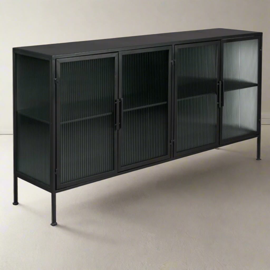 Metal Modern Design Server Reed Glass 2000L x 500D x 900H
Elevate your dining experience with our custom-made Metal Modern Design Server Reed Glass 2000L x 500D x 900H, expertly crafted in sleek matt black metal.
Product Details:
Size: 2000mm Length x 450mm Depth x 900mm Height
Material: Durable Metal with Matt Black Finish with reeded glass Unique Boys.