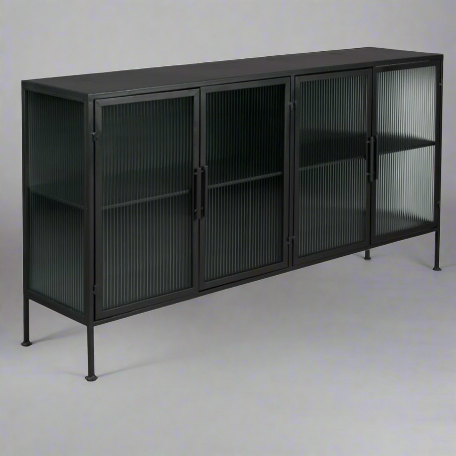 Metal Modern Design Server Reed Glass 2000L x 500D x 900H
Elevate your dining experience with our custom-made Metal Modern Design Server Reed Glass 2000L x 500D x 900H, expertly crafted in sleek matt black metal.
Product Details:
Size: 2000mm Length x 450mm Depth x 900mm Height
Material: Durable Metal with Matt Black Finish with reeded glass Unique Boys.