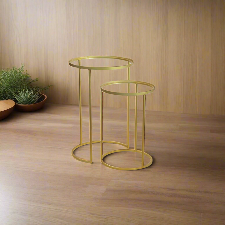 Nesting Table Stands Gold - Customize Your Space
Elevate Your Home Decor with Versatile Style
Discover the ultimate combination of form and function with our Nesting Table Stands. Featuring sturdy construction, interchangeable trays, and space-saving design, these stands seamlessly blend style and practicality.
Key Features:
Durable Construction: Built to last
Interchangeable Trays: Effortless restyling
Nesting Design: Space-saving convenience
Customizable: Choose from various tray www.uniqueboys.co.za