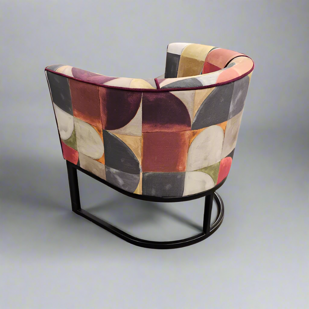 Metal tub chair with Stuart Graham Fabric
Metal Tub Chair
Timeless Comfort and Style
Elevate your living space with this expertly crafted Metal Tub Chair. This chair boasts a sturdy metal frame, ensuring durability and longevity. The seat is upholstered in premium Stuart Graham fabric, combining comfort and style.