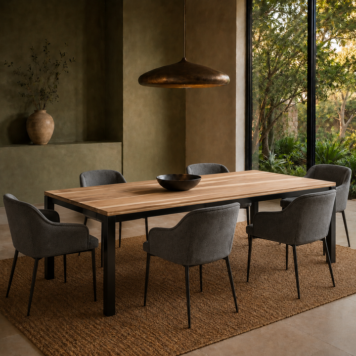 Luxury rectangular Kiaat dining table with square corner legs