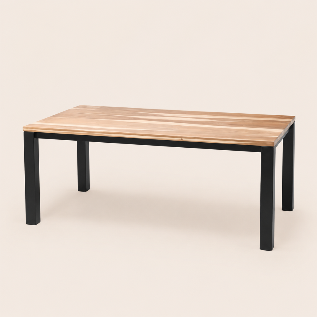 Modern eight-seater solid wood dining table with square legs bespoke
