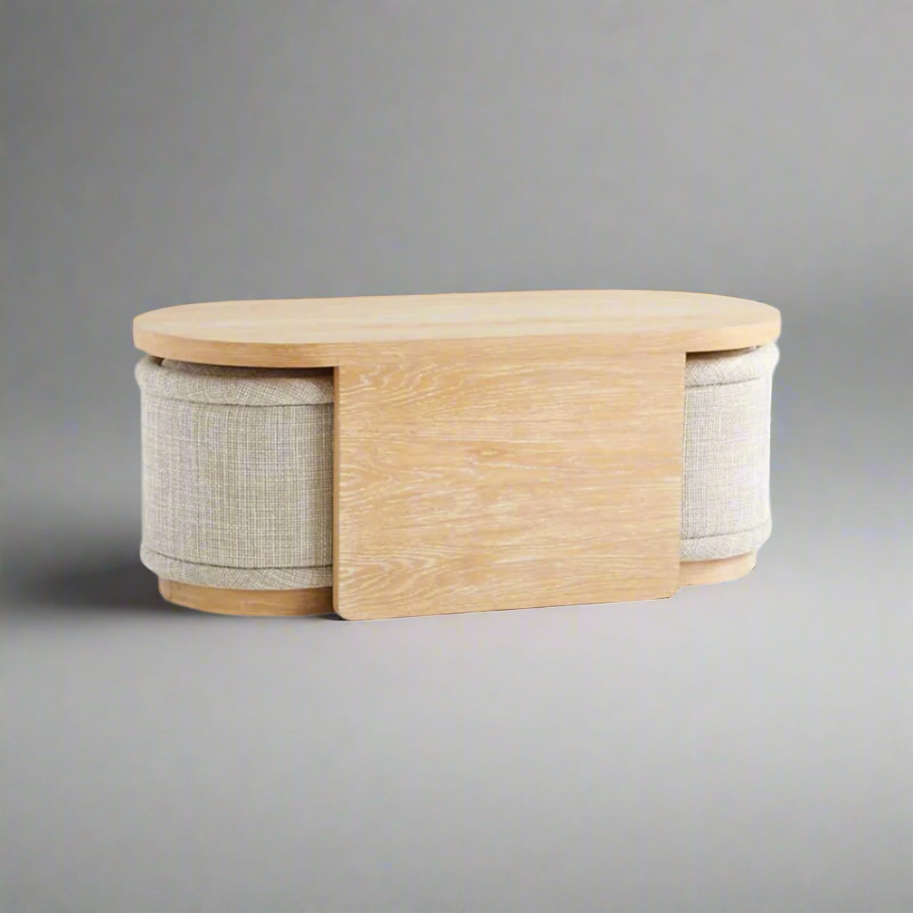 Modern Oak Coffee Table with Ottomans: Elevate Your Living Space
Add a touch of sophistication to your living room with our stunning Modern Oak Coffee Table with Ottomans. Crafted from high-quality Oak wood, this beautiful piece of furniture features two ottomans for ample sitting and display space.