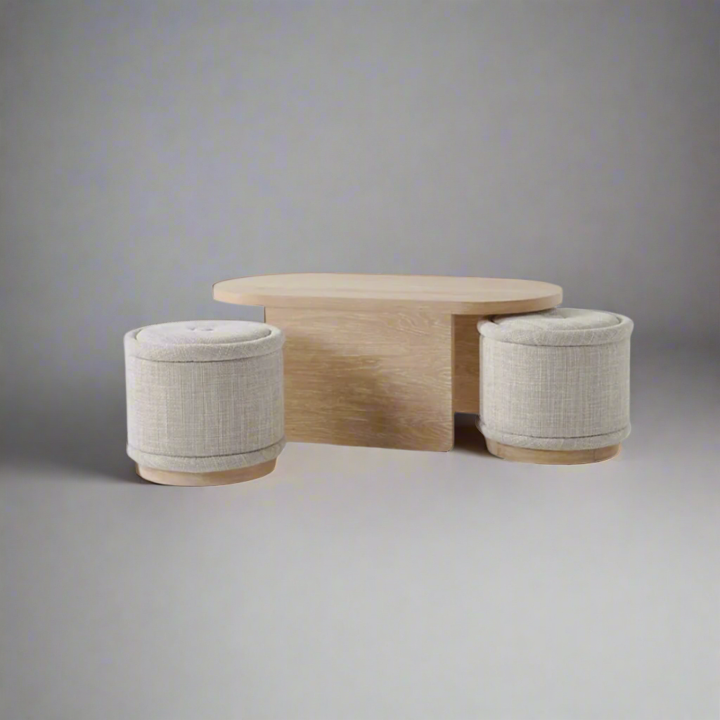 Modern Oak Coffee Table with Ottomans: Elevate Your Living Space
Add a touch of sophistication to your living room with our stunning Modern Oak Coffee Table with Ottomans. Crafted from high-quality Oak wood, this beautiful piece of furniture features two ottomans for ample sitting and display space.