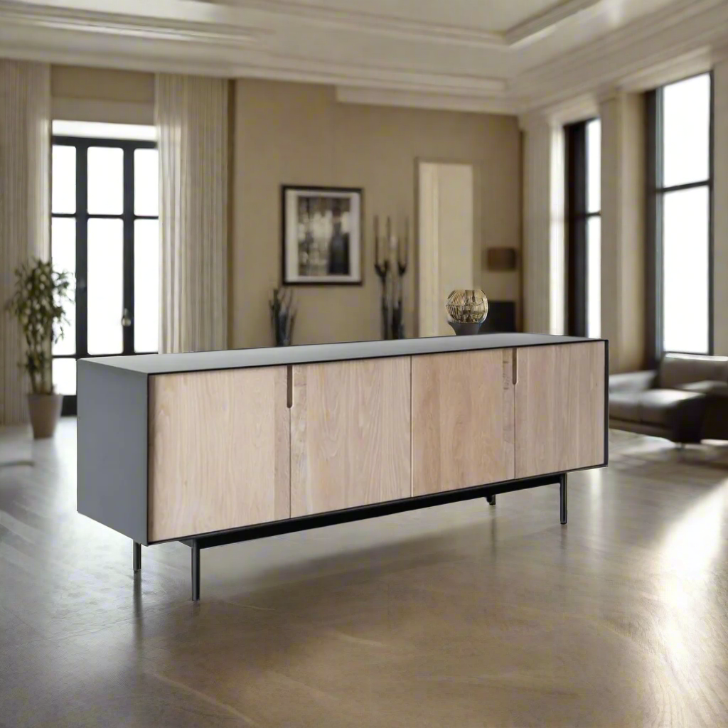 New Castle Oak server&nbsp;
Elevate your dining space with our stunning New Castle Oak server expertly crafted by Unique Boys.


Key Features:
Premium Wood: MDF Black board with solid Oak doors and metal legs construction ensures durability and timeless elegance
Finishing Touch: Rubio Monocoat Sealant
Generous Size: 2000mm L x 500mm D x 900mm H, perfect for entertaining and storage with 4 doors.