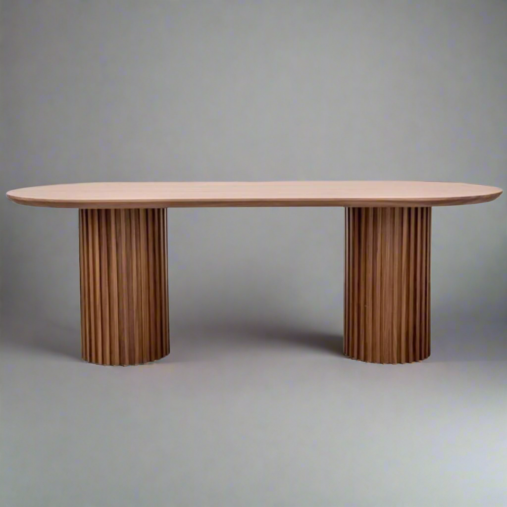 Noir Oval Dining Table
Elegance Redefined
Elevate your dining experience with our stunning Kiaat Noir Oval Dining Table, crafted from high-quality Solid Oak. This table combines elegance, sophistication, and modern style, perfect for creating lasting memories with family and friends.