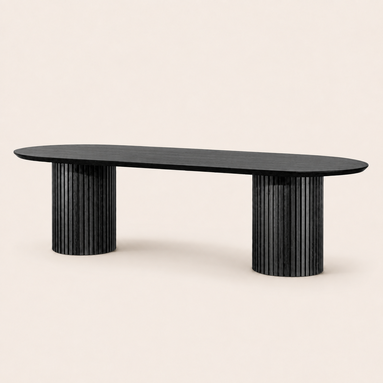 Solid oak oval table finished in Rubio Monocoat Intense Black