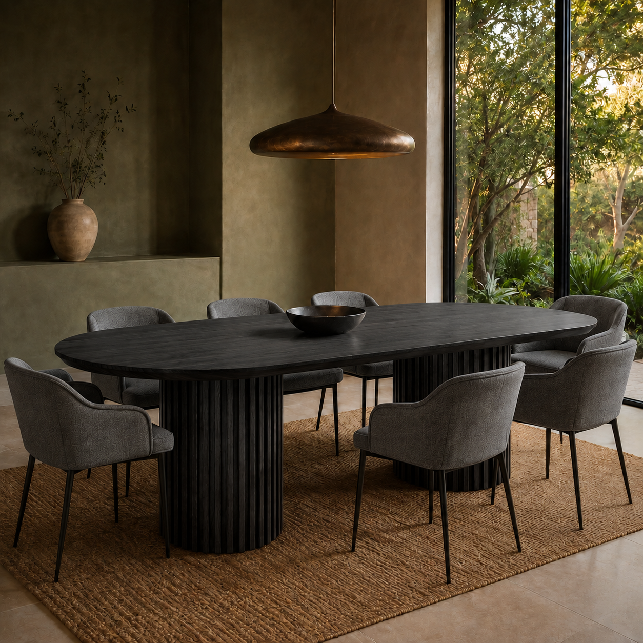 Bespoke black oak dining table handcrafted in South Africa