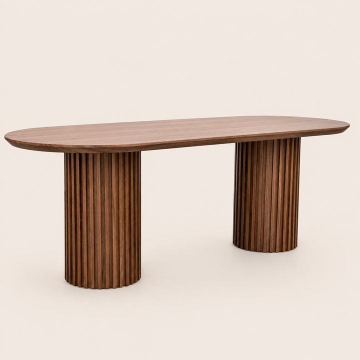 Noir solid Kiaat oval dining table handcrafted by Unique Boys