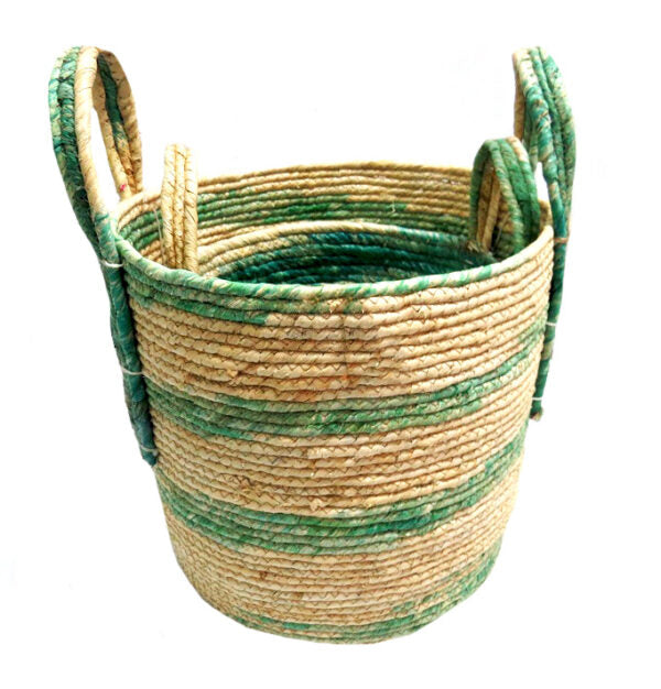 Product Details: Peridot Set Of 2 Baskets
Description
Add a touch of natural elegance to your home with the Peridot Set Of 2 Baskets. Expertly crafted from natural materials, these baskets offer both functionality and style. Perfect for organizing your space, they feature beautiful aqua stripes and woven handles.