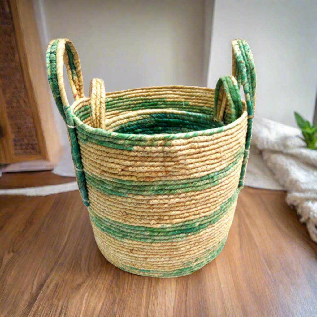 Product Details: Peridot Set Of 2 Baskets
Description
Add a touch of natural elegance to your home with the Peridot Set Of 2 Baskets. Expertly crafted from natural materials, these baskets offer both functionality and style. Perfect for organizing your space, they feature beautiful aqua stripes and woven handles.