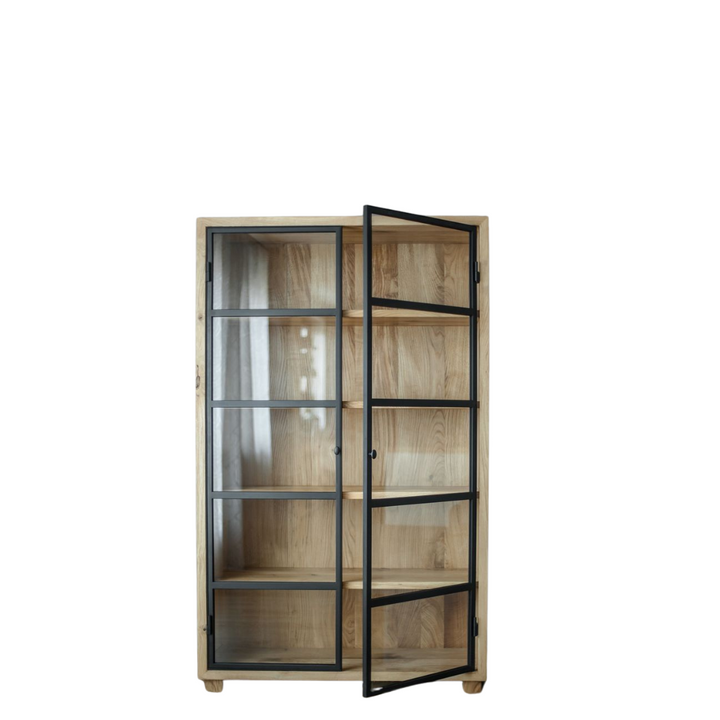 Oddessa Wood & Metal Doors Cabinet
Bring elegance to your space with the custom made Oddessa Wood &amp; Metal Doors Cabinet expertly crafted from high-quality oak.
