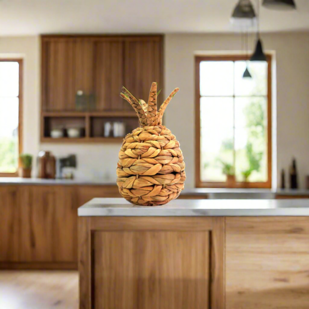 Pineapple La Palma - Handcrafted Decorative Piece
Add a touch of tropical elegance to your space with Pineapple La Palma, a stunning handcrafted decorative piece. Made from chunky organic material, this beautiful pineapple sculpture stands 22cm tall with a diameter of 15cm and an impressive circumference of 43cm.