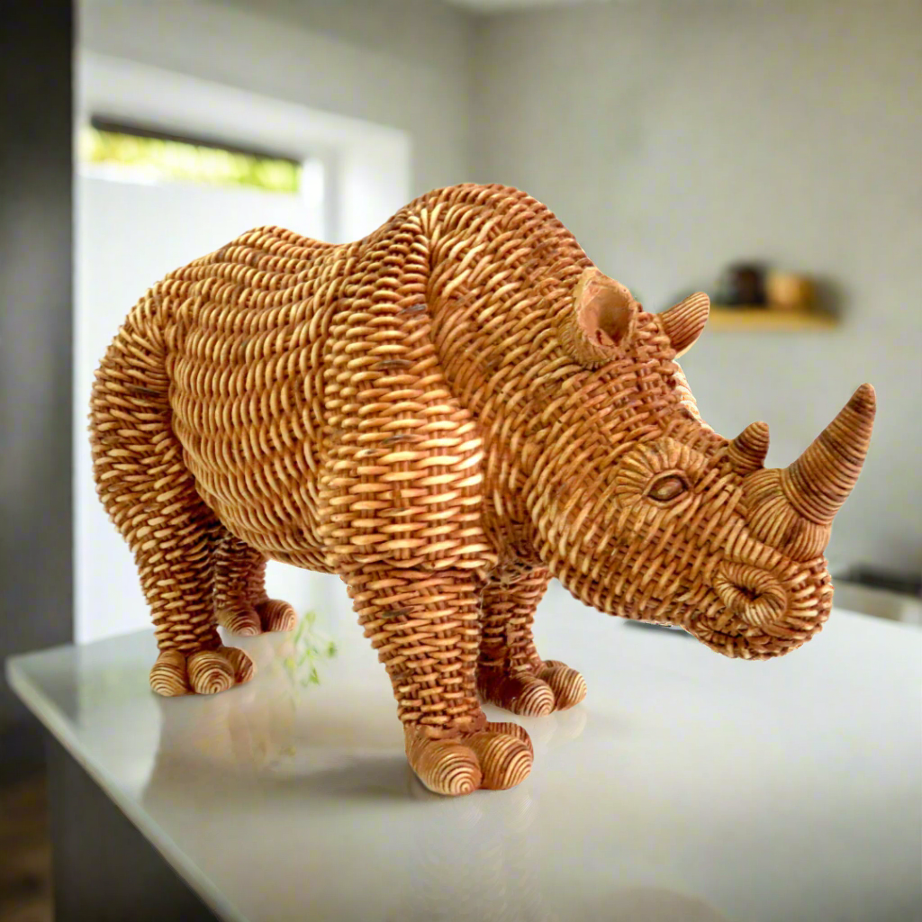 Bring the majesty of the wild into your home with Phoenix The Rhino, a stunning decorative piece. This beautifully crafted rhino figurine measures 30.5cm in length and 16.5cm in height, making it a striking addition to any room.
Product Specifications:
Size: 30.5cm (length) x 16.5cm (height)
Weight: 830g
Finish: Natural-colored with a stunning weave finish unique boys 