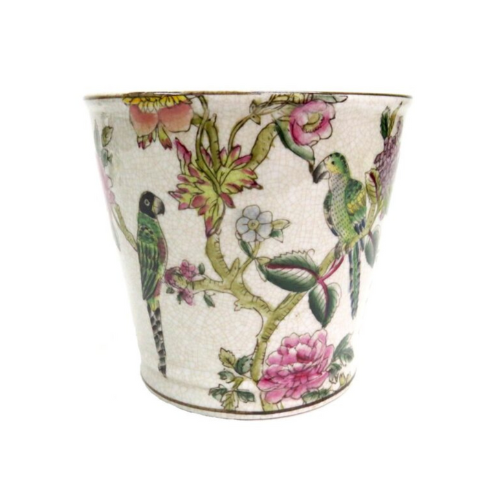 Pretty Polly Pot
Expertly crafted, the Pretty Polly Pot combines functionality with delightful design. Measuring 17cmD x 15.5cmH, this porcelain pot features a charming parrot and fruit motif. A must-have for any gardening enthusiast, bring a touch of elegance to your indoor or outdoor space.