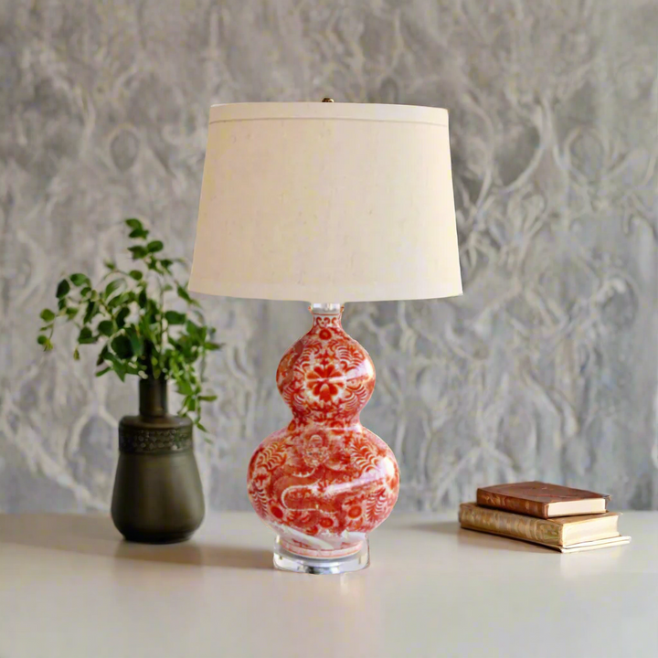 Unique Boys Interiors
Red Chinese Bulb Shaped Lamp with Gold Shade
Add a touch of elegance and sophistication to your home with this stunning Red Chinese Bulb Shaped Lamp, paired with a luxurious gold shade. Standing at 77cm tall, this handcrafted lamp is the perfect statement piece for any lounge, bedroom, dining room, or reception area. Unique Boys.