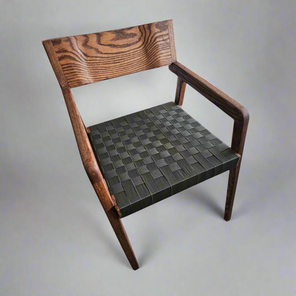 Introducing the Red Oak Ronaldo chair With Fabric Straps - a luxurious and stylish addition to any home or office. Crafted from the finest solid Red Oak Ronaldo chair with Fabric Straps, this chair exudes elegance and sophistication. With a wide range of leather and fabric options available, you can customize the chair to suit your individual taste and preferences.