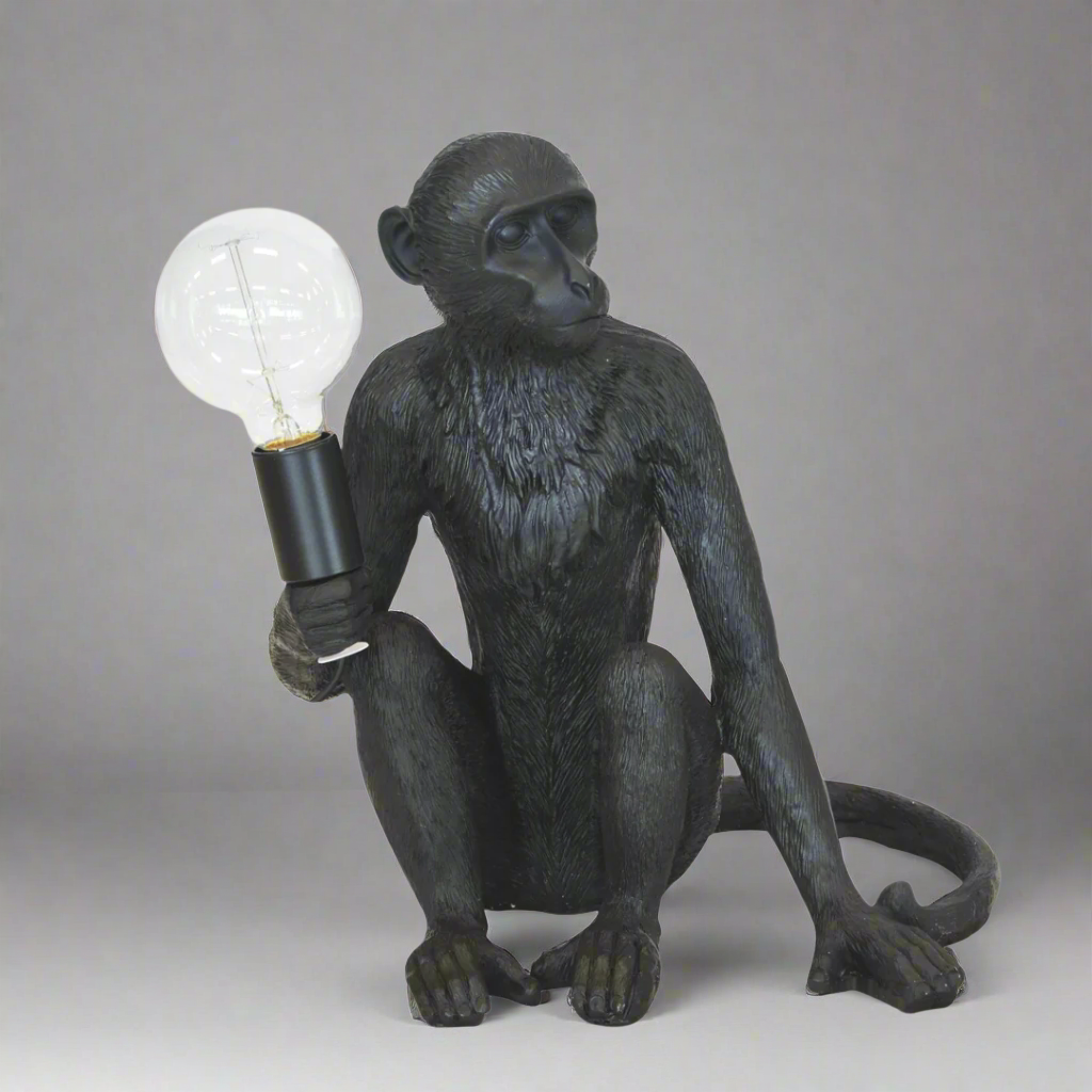 Resin monkey lamp x.large black