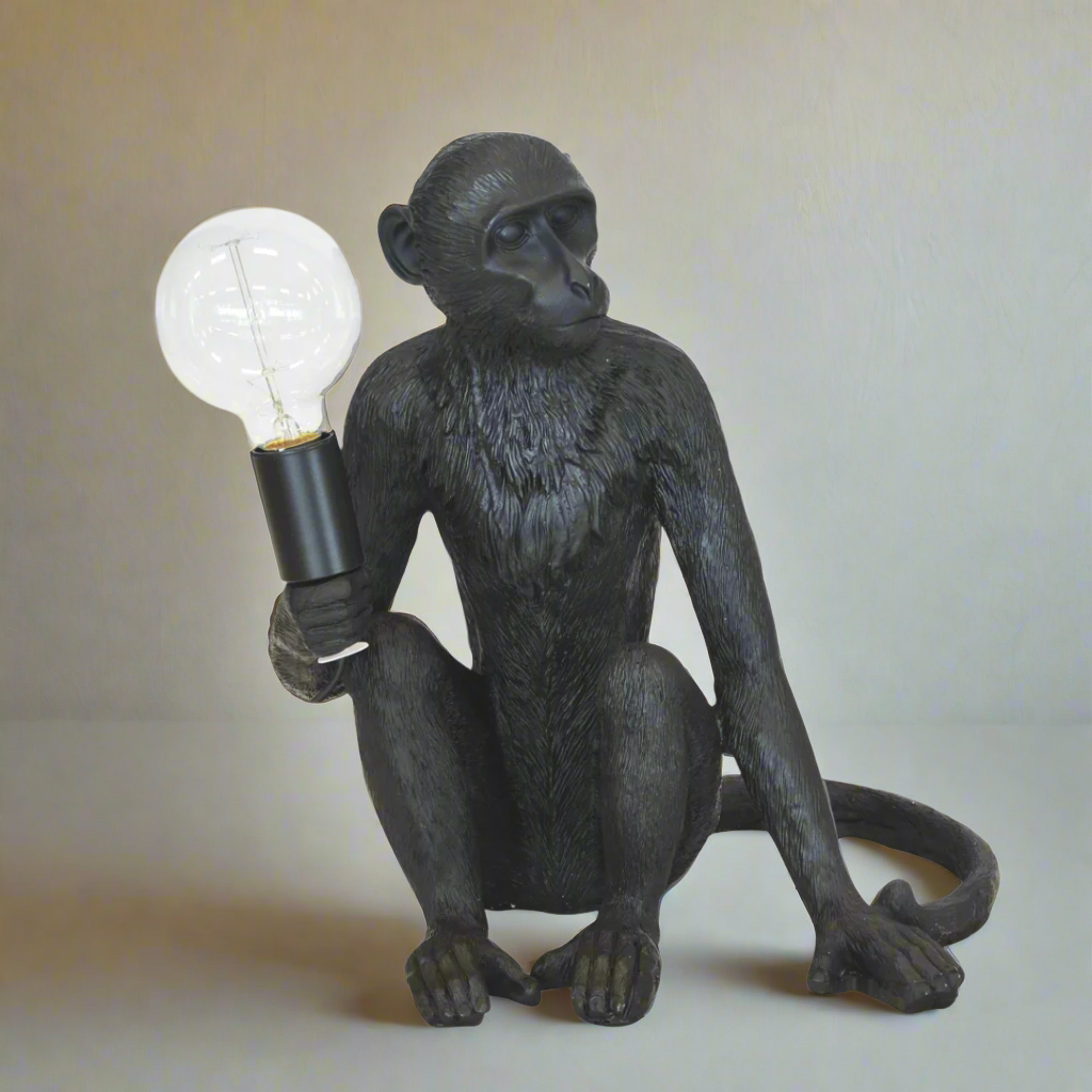 Resin monkey lamp x.large black