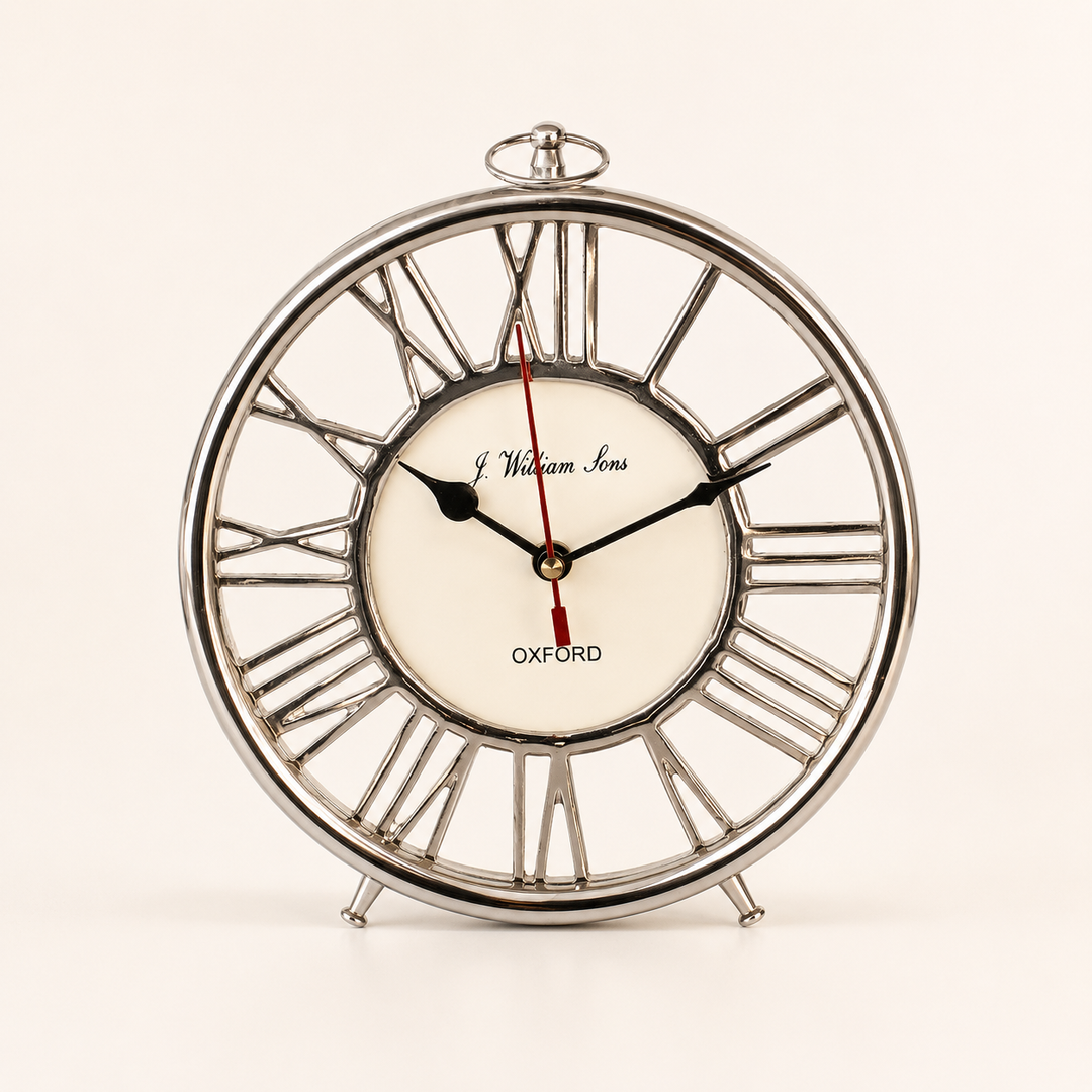Elegant 80cm scalloped wall clock featuring bold Roman numerals and timeless Grand Station vintage styling.